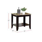 3 Piece Table Set With Marble Top, Walnut