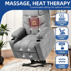 Moasis Grey Fabric Power Lift Recliner Chair for Elderly