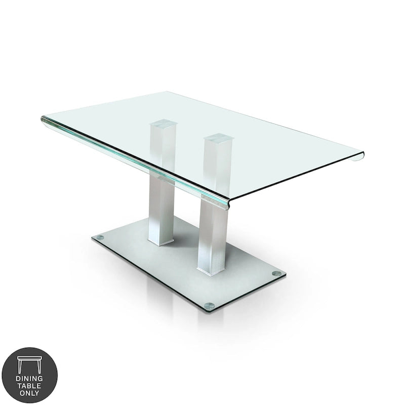 Furniture of America Maza 59-inch Silvertone Metal/Glass Dining Table