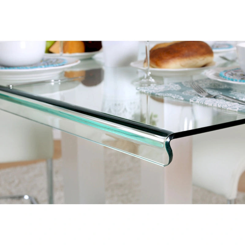 Furniture of America Maza 59-inch Silvertone Metal/Glass Dining Table