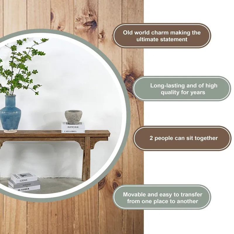 Artissance Vintage Noodle Bench with Front Panel, Weathered Natural Wood Finish (Size & Finish Vary) - 57 W x 6.2 L x 22 H