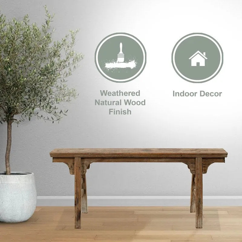 Artissance Vintage Noodle Bench with Front Panel, Weathered Natural Wood Finish (Size & Finish Vary) - 57 W x 6.2 L x 22 H