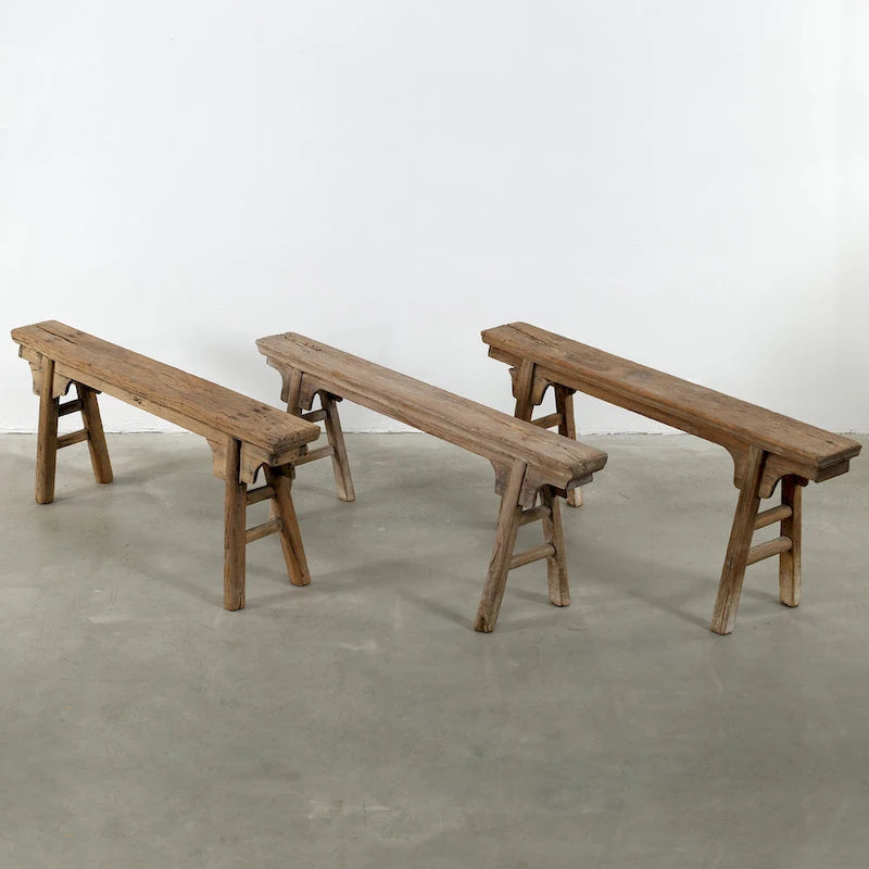 Artissance Vintage Noodle Bench with Front Panel, Weathered Natural Wood Finish (Size & Finish Vary) - 57 W x 6.2 L x 22 H