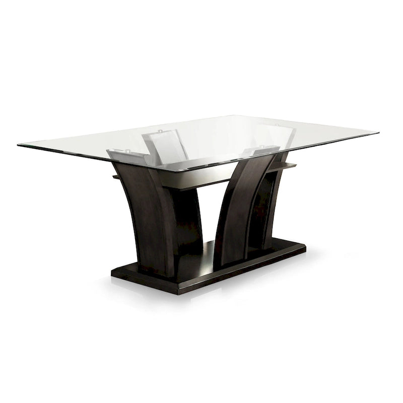 Furniture of America Bind Contemporary Cherry 72-inch Glass Top Dining Table