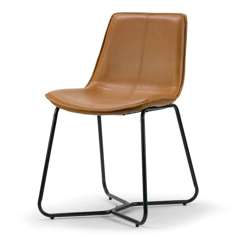 Amery Cappuccino Faux Leather Dining Chair with Iron Frame (Set of 2)