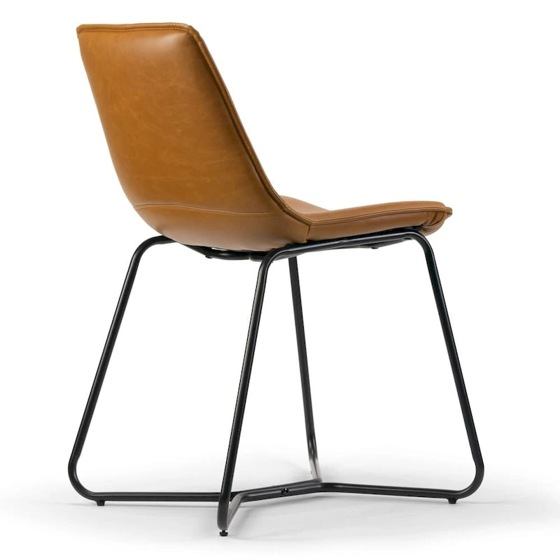 Amery Cappuccino Faux Leather Dining Chair with Iron Frame (Set of 2)