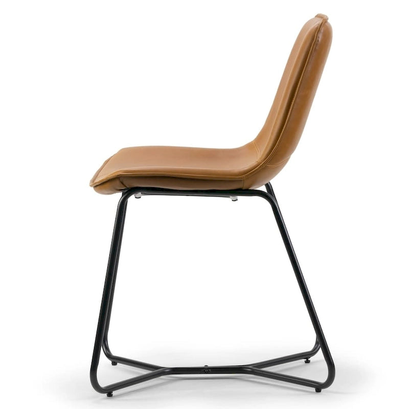 Amery Cappuccino Faux Leather Dining Chair with Iron Frame (Set of 2)