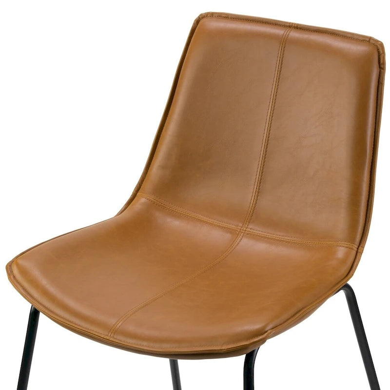 Amery Cappuccino Faux Leather Dining Chair with Iron Frame (Set of 2)