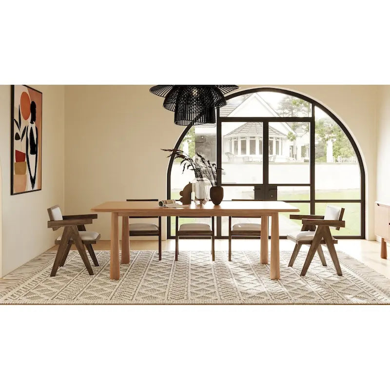 Modrest Rhea Modern 87  Natural Acacia Rectangular Dining Table - Beige