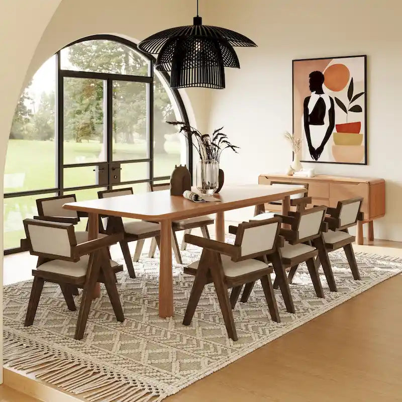 Modrest Rhea Modern 87  Natural Acacia Rectangular Dining Table - Beige