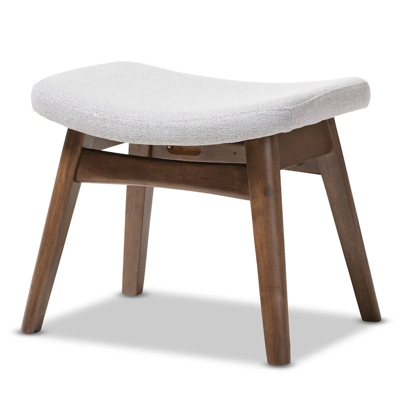 Baxton Studio Mid-Century Light Grey Fabric Upholstered Footstool