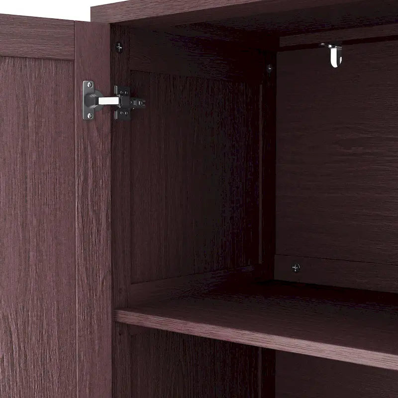 Functional 4-Door Rattan Decorative Storage Cabinet