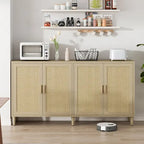 Functional 4-Door Rattan Decorative Storage Cabinet