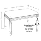Navy Chinoiserie Bench with Wood Stain Finish