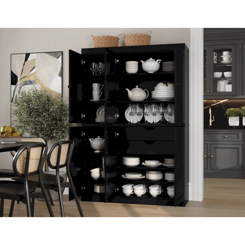 Palace Imports 100% Solid Wood China Pantry with Glass or Solid Wood Doors and 2-Drawers - 48.5  x 71.5