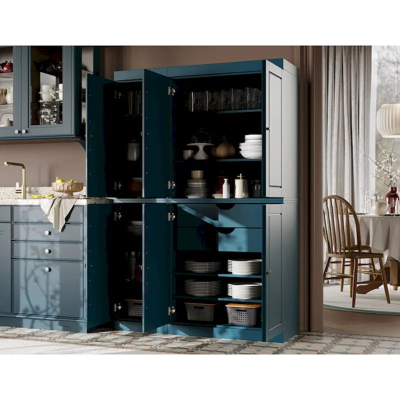 Palace Imports 100% Solid Wood China Pantry with Glass or Solid Wood Doors and 2-Drawers - 48.5  x 71.5