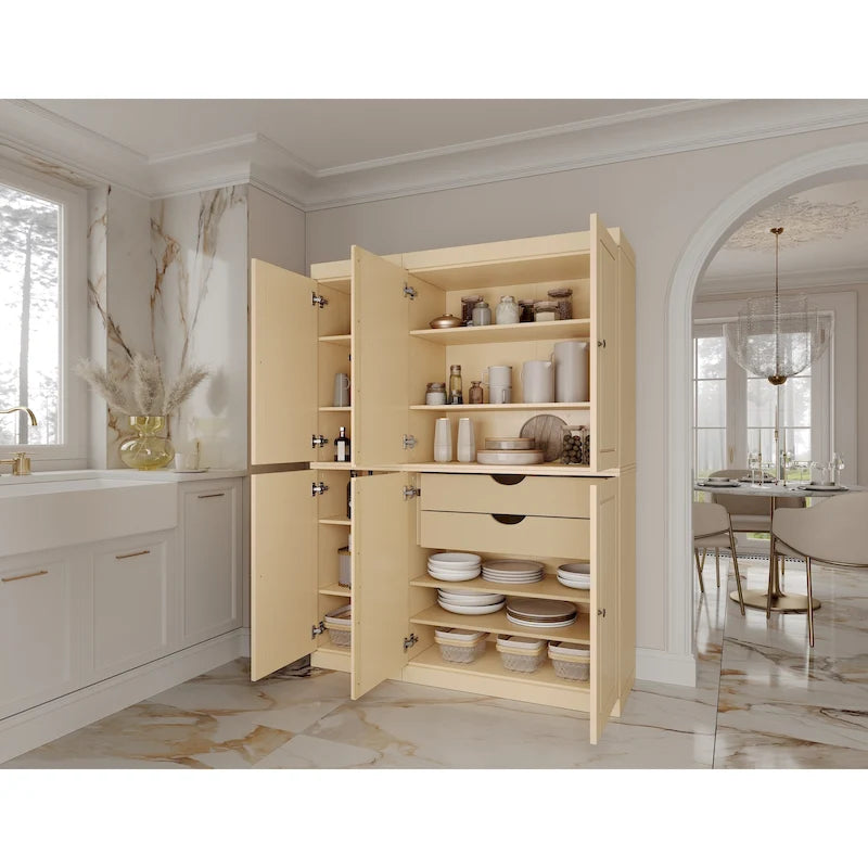 Palace Imports 100% Solid Wood China Pantry with Glass or Solid Wood Doors and 2-Drawers - 48.5  x 71.5