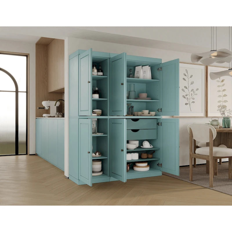 Palace Imports 100% Solid Wood China Pantry with Glass or Solid Wood Doors and 2-Drawers - 48.5  x 71.5