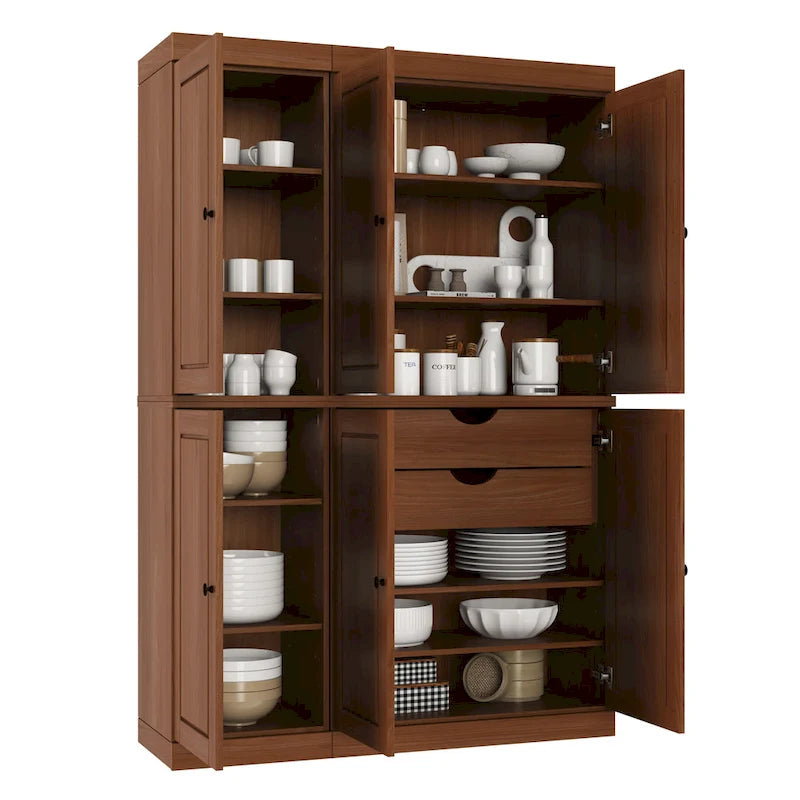 Palace Imports 100% Solid Wood China Pantry with Glass or Solid Wood Doors and 2-Drawers - 48.5  x 71.5