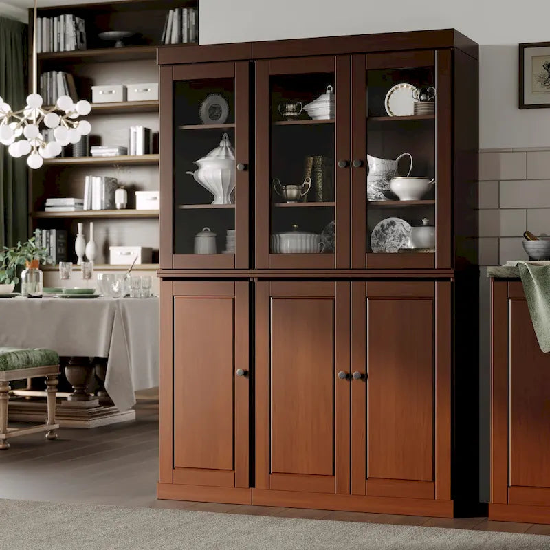 Palace Imports 100% Solid Wood China Pantry with Glass or Solid Wood Doors and 2-Drawers - 48.5  x 71.5
