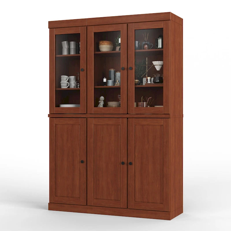 Palace Imports 100% Solid Wood China Pantry with Glass or Solid Wood Doors and 2-Drawers - 48.5  x 71.5