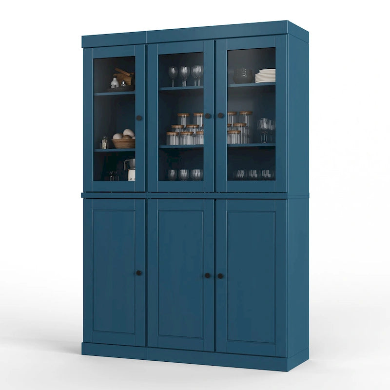 Palace Imports 100% Solid Wood China Pantry with Glass or Solid Wood Doors and 2-Drawers - 48.5  x 71.5