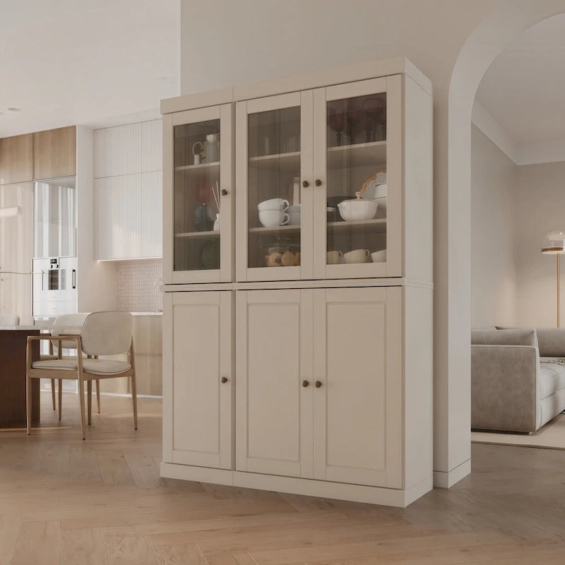 Palace Imports 100% Solid Wood China Pantry with Glass or Solid Wood Doors and 2-Drawers - 48.5  x 71.5