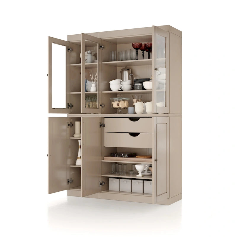 Palace Imports 100% Solid Wood China Pantry with Glass or Solid Wood Doors and 2-Drawers - 48.5  x 71.5