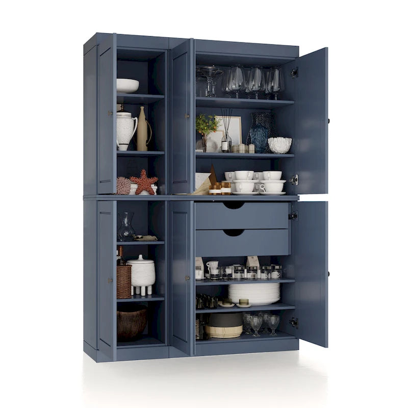 Palace Imports 100% Solid Wood China Pantry with Glass or Solid Wood Doors and 2-Drawers - 48.5  x 71.5