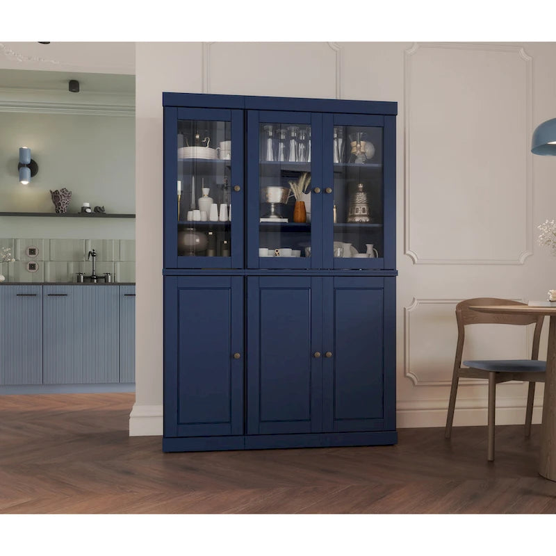 Palace Imports 100% Solid Wood China Pantry with Glass or Solid Wood Doors and 2-Drawers - 48.5  x 71.5