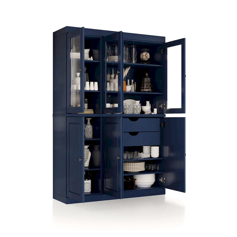 Palace Imports 100% Solid Wood China Pantry with Glass or Solid Wood Doors and 2-Drawers - 48.5  x 71.5