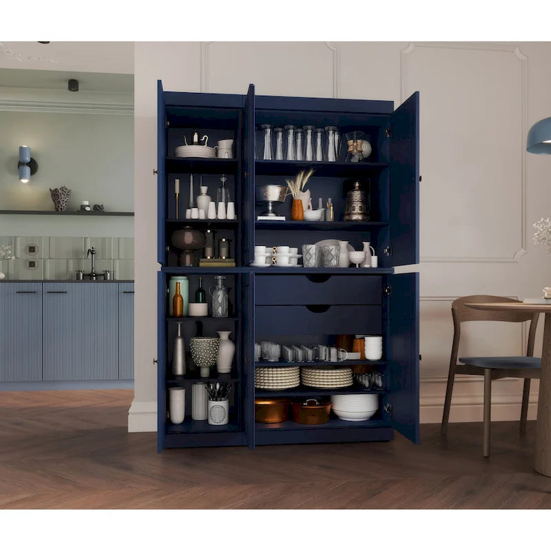 Palace Imports 100% Solid Wood China Pantry with Glass or Solid Wood Doors and 2-Drawers - 48.5  x 71.5