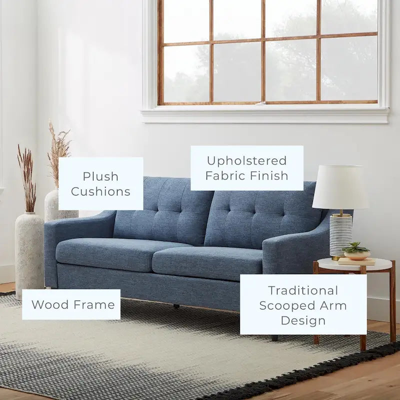 Brookside Ellen 75  Upholstered Scooped Arm Sofa