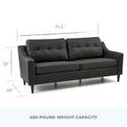 Brookside Ellen 75  Upholstered Scooped Arm Sofa