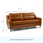 Brookside Ellen 75  Upholstered Scooped Arm Sofa