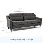 Brookside Ellen 75  Upholstered Scooped Arm Sofa