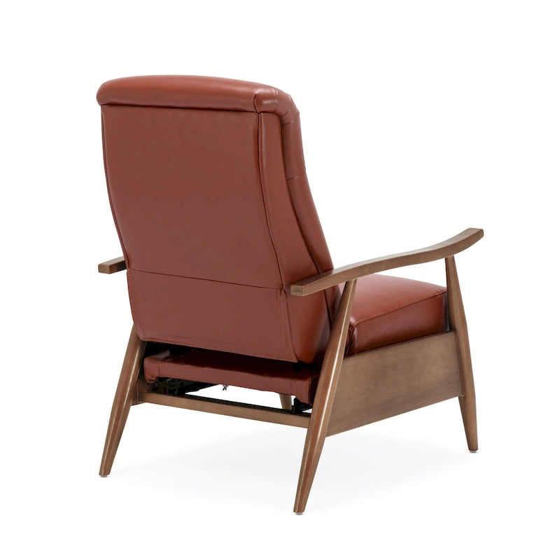 Fordham Top Grain Leather Wood Arm Push Back Recliner by Greyson Living