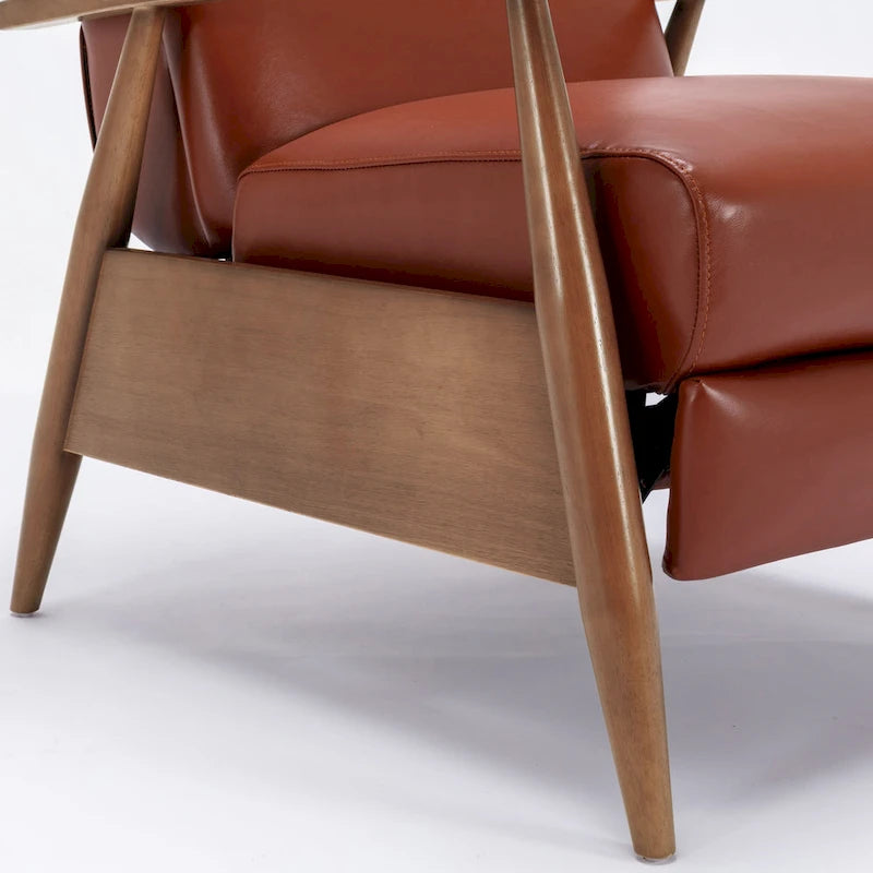 Fordham Top Grain Leather Wood Arm Push Back Recliner by Greyson Living