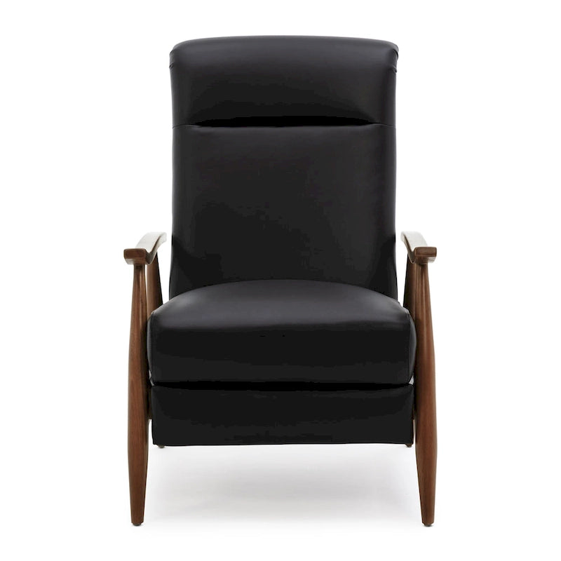 Fordham Top Grain Leather Wood Arm Push Back Recliner by Greyson Living