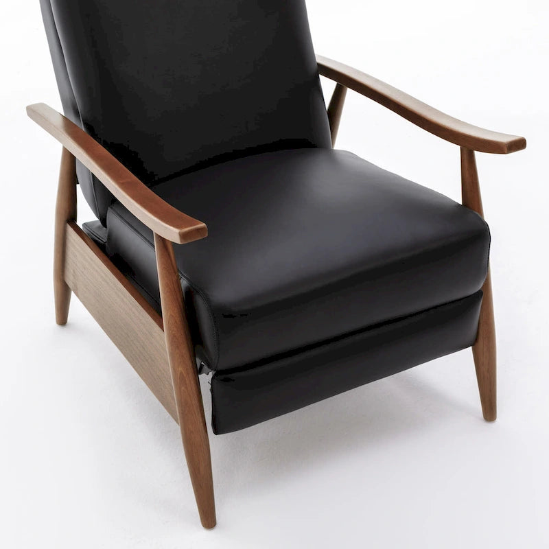 Fordham Top Grain Leather Wood Arm Push Back Recliner by Greyson Living