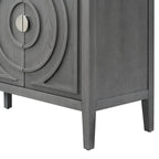 Retro Sideboard with Circular Groove Design Metal Handle