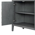 Retro Sideboard with Circular Groove Design Metal Handle