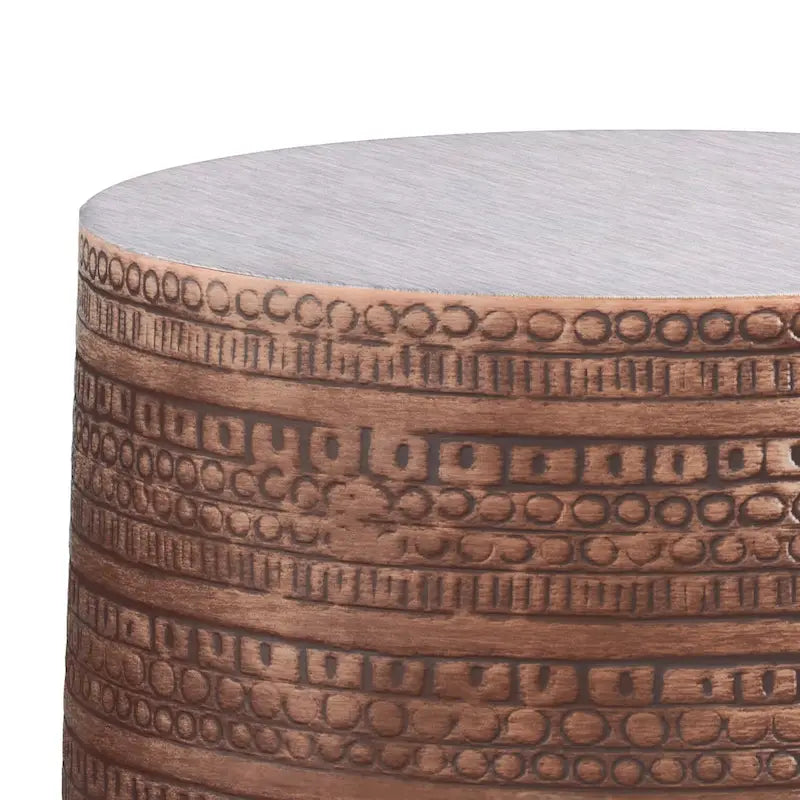 WYNDENHALL Jean 15  Wide Tribal Pattern Metal Accent Table & Assembled - 15 w x 15  d x 20  h
