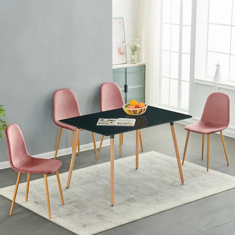 HomyLin Dining Chair Set of 4 Upholstered Fabric Low Back Armless