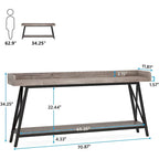 70.9 inch Long Entryway Table, Narrow Sofa Console Table Behind Couch Brown
