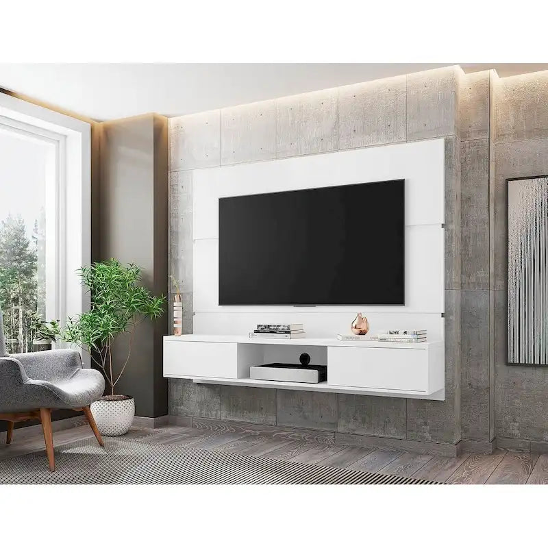 Mid Century Modern Wood 62.99 In. Floating Living Room Entertainment Furniture