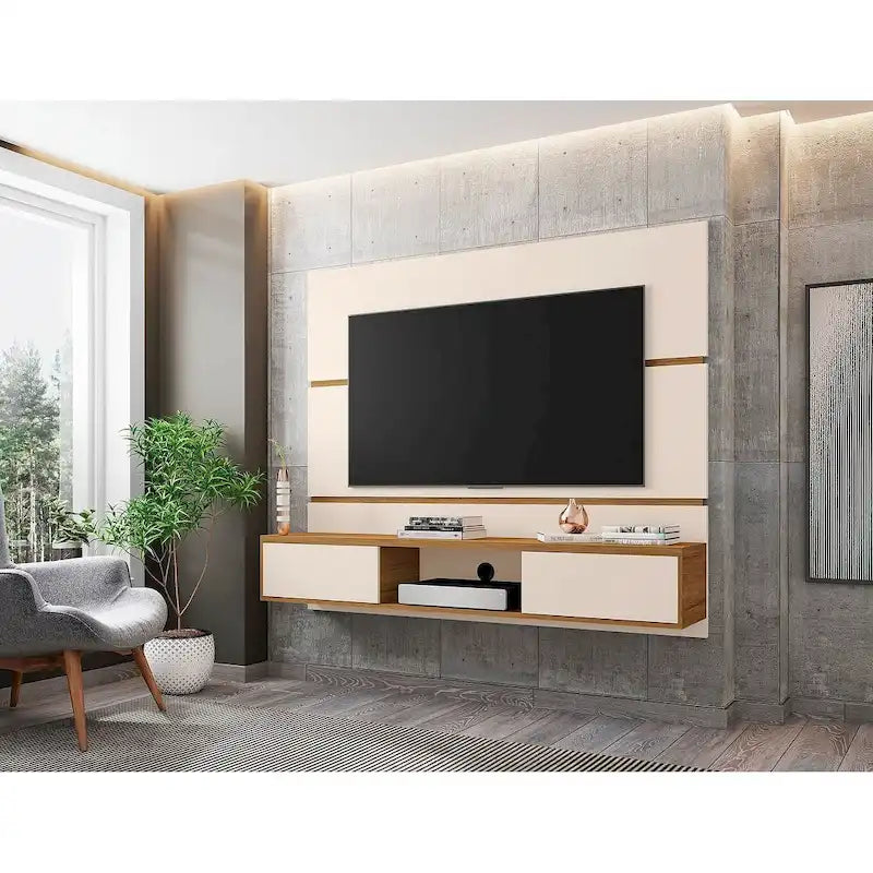 Mid Century Modern Wood 62.99 In. Floating Living Room Entertainment Furniture
