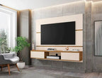  Mid Century Modern Wood 62.99 In. Floating Living Room Entertainment Furniture