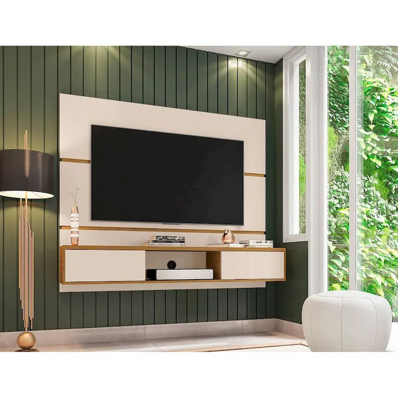 Mid Century Modern Wood 62.99 In. Floating Living Room Entertainment Furniture