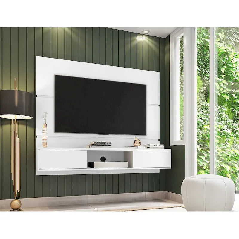 Mid Century Modern Wood 62.99 In. Floating Living Room Entertainment Furniture